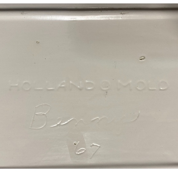 Holland Mold Bread Platter White Gold Lettering Ceramic Wheat Pattern Made 1967 - Picture 3 of 7